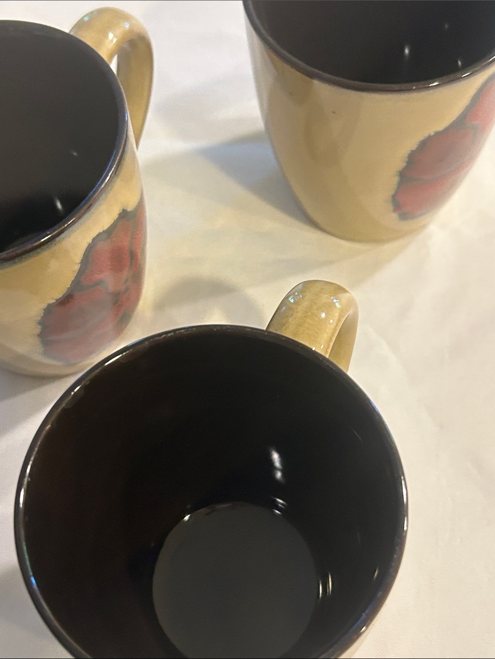 Pfaltzgraff Ceramic Floral Coffee Mugs Set - Beige with Red Flower (Set of 5) - Picture 4 of 9